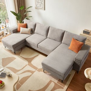 XIZZI Upholstered Sectional Sofa with Comfy Chaise Large Deep Seat, Minimalist Modular Couches Sleeper for Living Room Bedroom Apartment Lounge - 1 of 4
