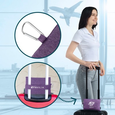 Pavilia Purple Microfleece Travel Blanket and Pillow Set