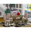 HomeStock 6-Pc Rectangle Distressed Jacobean Finish Solid Wood Top Dining Table with 1-Bench, 4-Chairs - 2 of 4