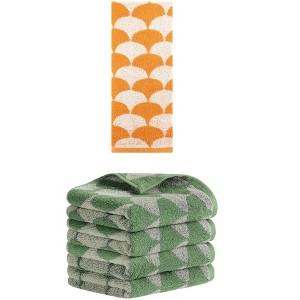 REGALWOVEN 5 Pack Cotton Soft Absorbent Geometric Pattern Hand Towels 13" x 29" - 1 of 4