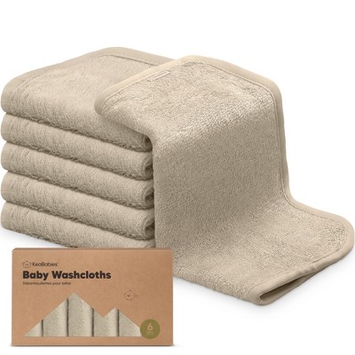 Image of 6pk Deluxe Baby Washcloths, Organic and Soft Baby Wash Cloth, Baby Bath Towel, Face Cloths (Earth Brown)