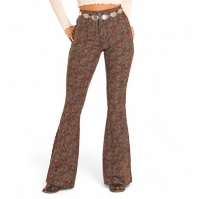 Women's Bargain Button High Rise Flare Jean - Rock & Roll Denim
