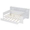 TIRAMISUBEST 91.3in Twin/ Full Daybed with Guardrails Kids Bed Trundle Desk Storage Shelves Wood Platform Bed Multifunctional Bedroom - 2 of 4
