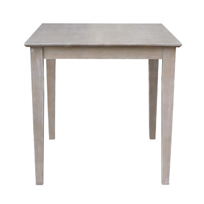 Transitional Solid Wood 30" Square Dining Table in Washed Gray