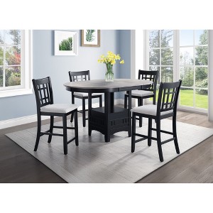 5-Piece Counter Height Dining Set with Oval Table and 4 Upholstered Chairs - 1 of 4