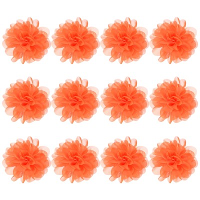 Unique Bargains Mesh Fabric Full Chiffon Flowers for DIY 12 Pcs