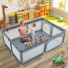 Infans Baby Playpen Extra-Large Safety Baby Fence w/ Ocean Balls & Rings Grey - 3 of 4