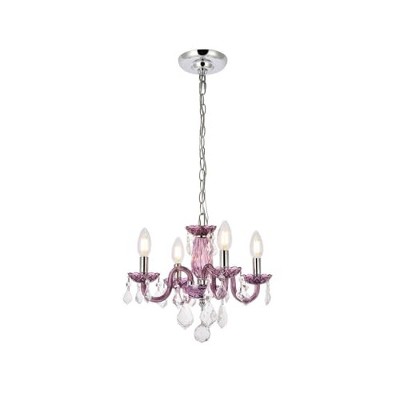 Rococo Purple Steel 4-Light Pendant with Clear Royal Cut Crystal
