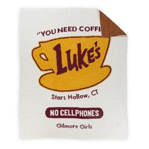 Jay Franco Gilmore Girls Luke's Coffee Feather Knit Fluffy 50x60 Throw Blanket - 1 of 4