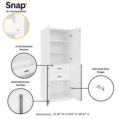 White Contemporary 2-Piece Modular Wardrobe Closet