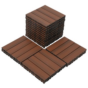 18PCS Interlocking Deck Tiles, Plastic Outdoor Flooring, Waterproof Patio Flooring Decking for Patio Garden Poolside, 12in x 12in - 1 of 4