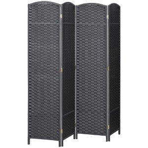 Aghana Digitals 4-Panel Charcoal Gray Folding Room Divider with Pine Wood Frame & Polypropylene - 1 of 4