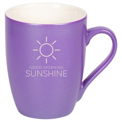 Elanze Designs Good Morning Sunshine 10 Ounce Ceramic Laser-Etched Engraved Drinkware Mug, Metallic Passion Purple
