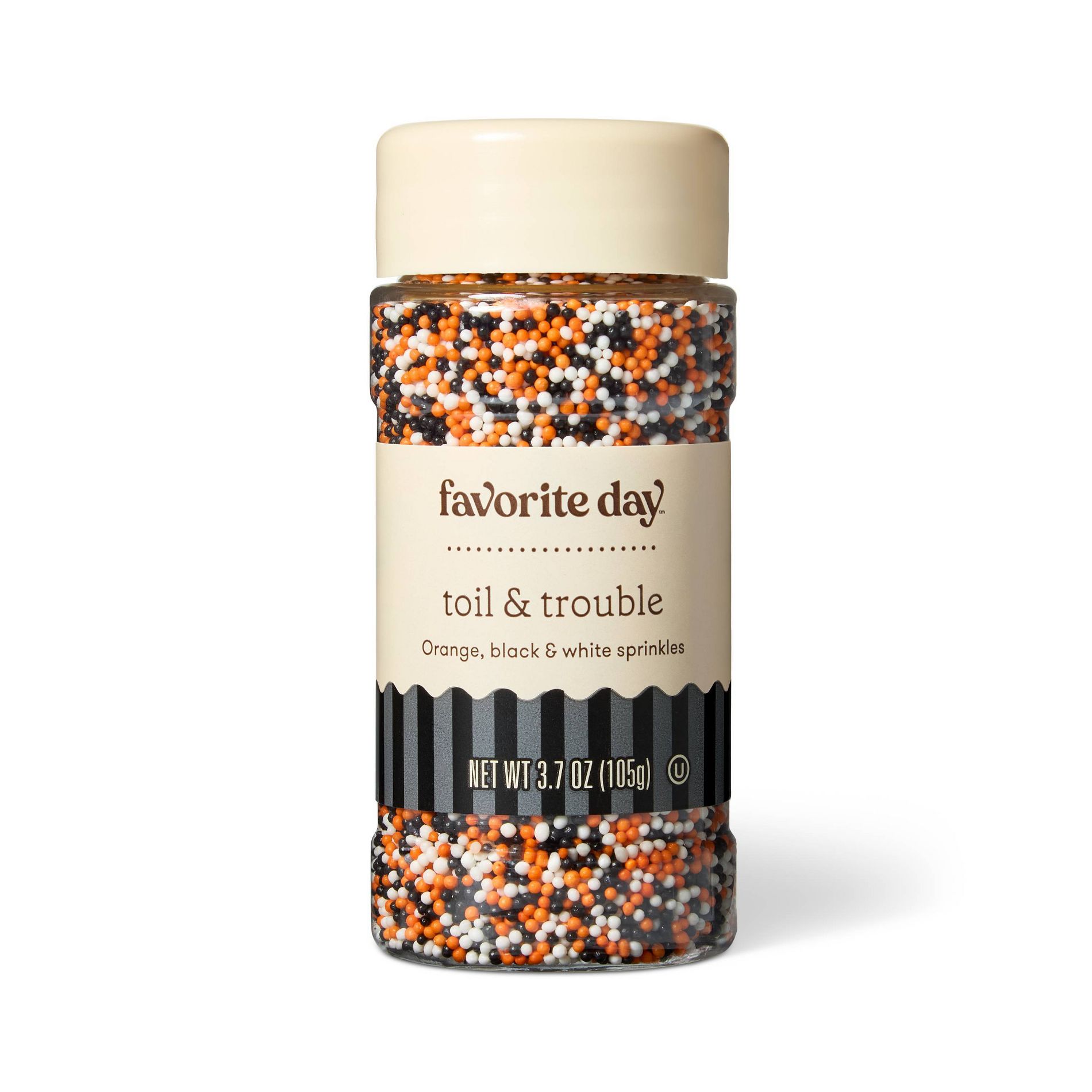 Halloween Orange White & Black Nonpareil Sprinkles - 3.7oz - Favorite Day™