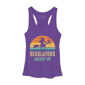 Women's Design By Humans Regulators Mount Up Halloween Witch By RedBirdLS Racerback Tank Top - 1 of 3