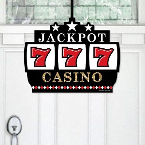 Big Dot of Happiness Las Vegas - Hanging Porch Casino Party Outdoor Decorations - Front Door Decor - 1 Piece Sign - 1 of 4