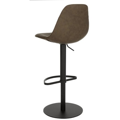 Olive Faux Leather Adjustable Swivel Barstool with Black Metal Base