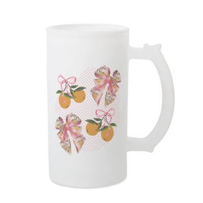 Elanze Designs Freezable Beer Stein Mug With Thumb Grip Handle, 16 Ounce Frosted Glass, Citrus