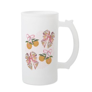 Elanze Designs Freezable Beer Stein Mug With Thumb Grip Handle, 16 Ounce Frosted Glass, Citrus - 1 of 1