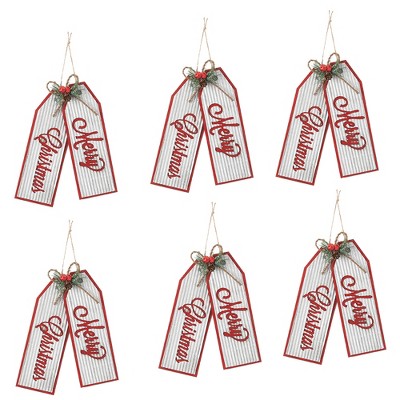 Sullivans Set of 6 Merry Christmas Ornament Kit 10.5"H Red and White