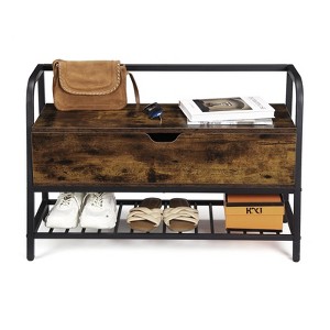 Entryway Bench, 33" Retro Wooden Shoe Bench with  Storage Box, Shoe Organizer Rack for Entryway, Bedroom, Hallway, Supports 240 lb - 1 of 4