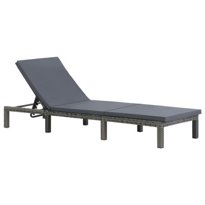 vidaXL Outdoor Adjustable Sun Lounger with Cushion - Weather-Resistant PE Rattan Construction in Anthracite - Comfortable and Easy to Clean