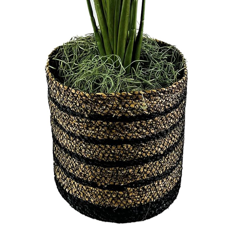 36&#34; Artificial Rubber Plant Natural Rattan Basket in Black - LCG Florals, 6 of 7