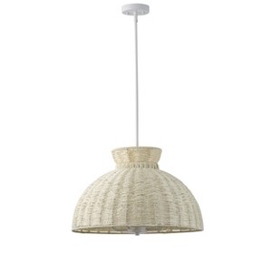 Dewdrop 4 Light Japandi Style Pendant Light Nordic Rattan Fixture ETL Certified for Living Room Bedroom - 1 of 4