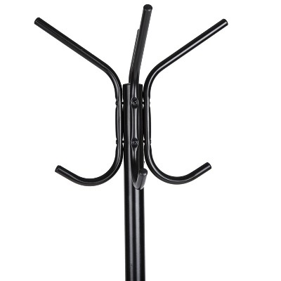 Black Metal Freestanding Coat Rack with Umbrella Stand