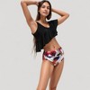 Anna-Kaci Swim Women's One Shoulder Ruffle Bikini Top with High Waist Abstract Print Bottom for a Bold and Flattering Swim Look - 4 of 4