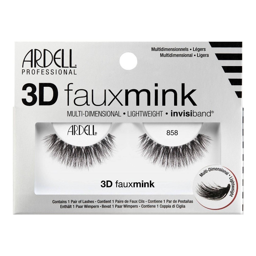 Photos - Other Cosmetics Ardell 3D Faux Mink False Eyelashes 858 Lash Black - 1pr 