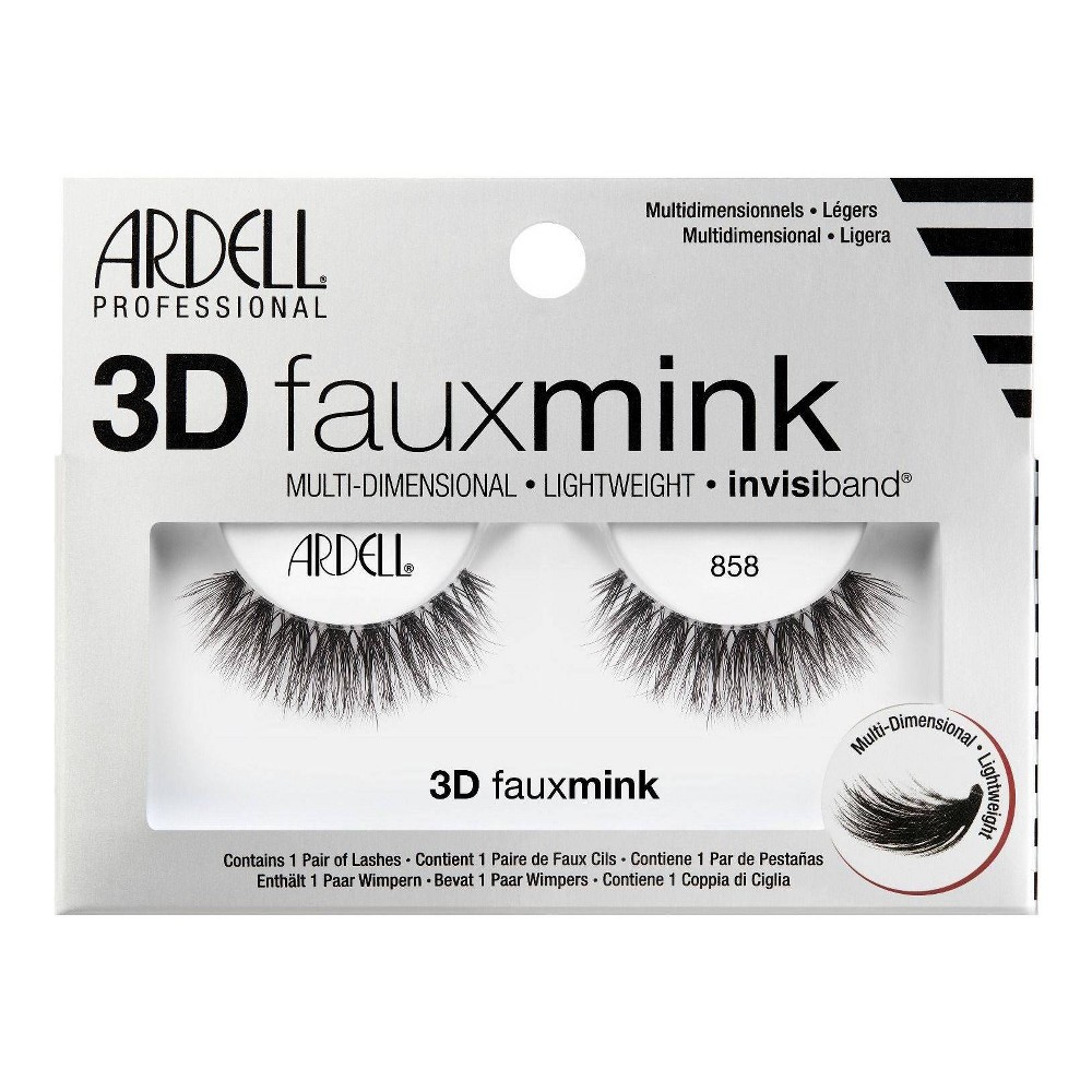 Photos - False Eyelashes Ardell 3D Faux Mink  858 Lash Black - 1pr 