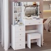 CAVINAS Dressing Table+Ottoman Vanity with Mirror and Lights Modern Medium Large Storage Makeup Vanity Desk with Lights for Bedroom - 3 of 4