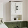 Farmhouse Cabinet Bathroom Wall Cabinet with Adjustable Shelf Towel Bar 3 Hooks Over Toilet Storage Cabinet 19.3''L Antique White Brown - 2 of 4