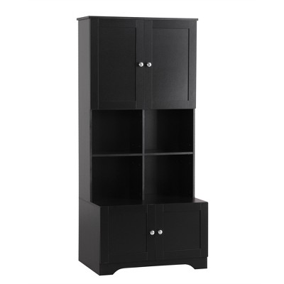 TiramisuBest Grey Bathroom Cabinet Triangle Corner Storage Cabinet with Adjustable Shelf Modern Style MDF Board