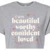 Women's - Instant Message - Beautiful Worthy Confident Loved Cropped Graphic T-Shirt - 2 of 4