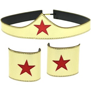 Wonder Woman Cuff and Tiara Adult Cosplay Costume Set Gold - 1 of 4