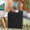 Cube Accent Stool - Indoor/Outdoor - VNN1003 - Black - Safavieh - 3 of 4