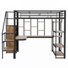 YOOCOZZ Full Size Metal Loft Bed with Built-in Desk, Shelves, Storage Stairs and Wardrobe - 2 of 4