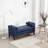 VASIP 53.5"W Elegant Upholstered Bench, Ottoman with Wood Legs & Bolster Pillows for End of Bed, Bedroom, Living Room, Entryway, Navy - 3 of 4
