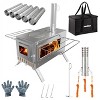 Artloge Large Portable Hot Tent Stove Wood Burning Stove with 7 Stainless Chimney Pipe & Tool & Bag & Ground Stake for Outdoor Camping Heating Cooking - 3 of 4