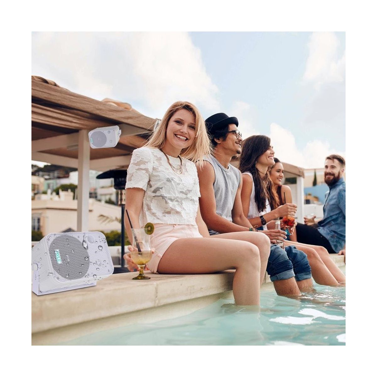 Dual Waterproof Outdoor Speakers for Patio with Powerful Sound, All Devices Compatible, Easy Setup - thumbnail 8