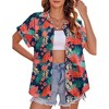 Zeagoo Women's Hawaiian Button Down Shirts Casual Short Sleeve Floral Tropical Print Summer Blouse Tunic Top - 4 of 4
