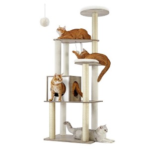 Feandrea WoodyWonders Cat Tree, 65-Inch Cat Tower for Indoor Cats, Multi-Level Cat Condo with 5 Scratching Posts, Perch, Washable Removable Cushions - 1 of 4