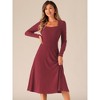 INSPIRE CHIC Women's Casual Square Neck A-Line with Pockets Knitted Sweater Dress - 4 of 4