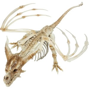 Halloween Dragon Skeleton- Large Indoor/Outdoor Plastic Bones Prop for Decor, Haunted Houses, w Invisible String for Hanging- Movable, Posable Parts - 1 of 4