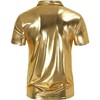 Men's 70s Disco Shirts Shiny Sequins Short Sleeve Party Shirt Slim Fit Nightclub Costume Tops - 4 of 4