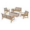 Christopher Knight Home Augusta Outdoor Acacia Wood and Wicker 6 Seater Chat Set with Fire Pit - 2 of 4