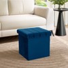 Seville Classics Blue Velvet  Cushioned Accent Storage Ottoman - 4 of 4