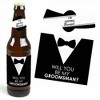 Big Dot of Happiness Suit Up - Will You Be My Groomsman Decorations for Men - 6 Beer Bottle Label Stickers and 1 Carrier - 3 of 4